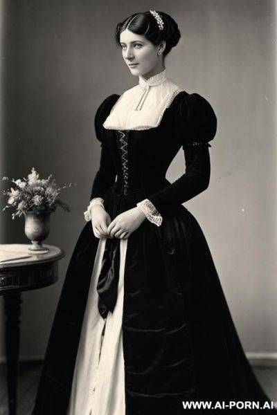 20 years old, xix century, english, lifts dress to show dick - ai-porn.ai - Britain on pornintellect.com