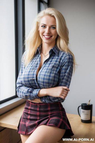 Skirt, plaid shirt - ai-porn.ai on pornintellect.com