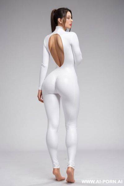 Wearing a tight white catsuit, bare feet, perfect body, hourglass figure - ai-porn.ai on pornintellect.com