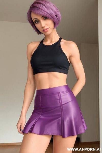 Fitness woman, ((skirt)), ((crop top)), indoors, looking at viewer, detail - ai-porn.ai on pornintellect.com