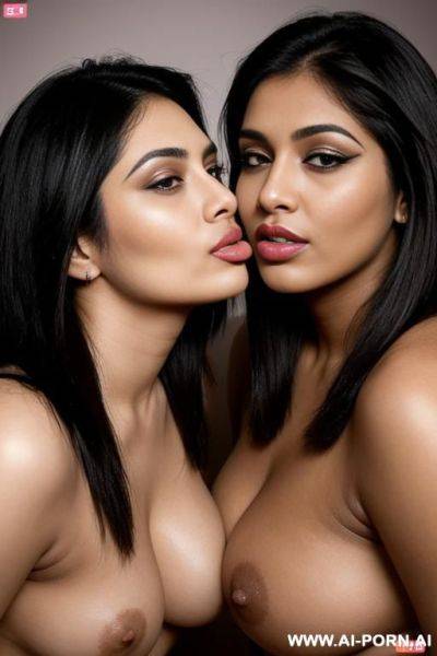 Two lesbian woman kissing in bed - ai-porn.ai on pornintellect.com