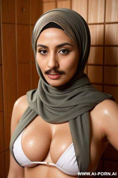 Milf with a mustache wearing a hijab topless - ai-porn.ai on pornintellect.com