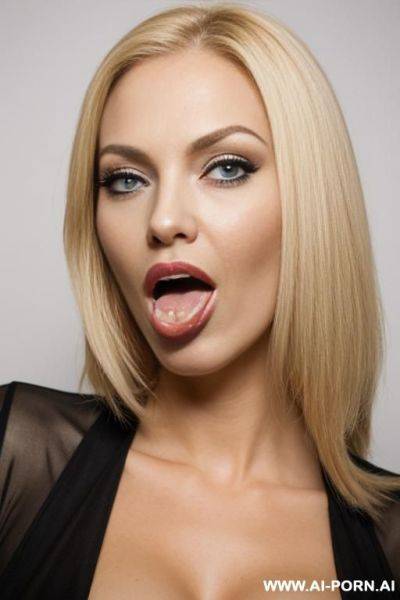 2, blonde woman, stick out tongue, self-portrait - ai-porn.ai on pornintellect.com