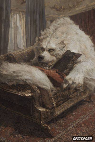 Nude, impressionism painting style, couch, ferocious beast, art by vasily surikov - spicy.porn on pornintellect.com