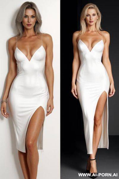 Sexy, mature woman, 50-0 years old, tall, long legs, nice butt, dress with a slit up the side - ai-porn.ai on pornintellect.com
