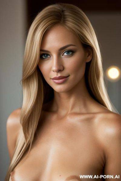 (beautiful babe model), (tan skin) (fully nude), ((high quality)), ((depth of field)), ((long golden hair)), ((soft seductive smile)), (even lighting), (short), (far away) - ai-porn.ai on pornintellect.com