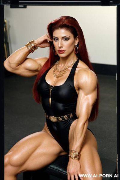 Shemale. hard dick.necklace, earrings, bracelet, thigh chain. anklet. high heels. luscious red nipples. (massive tits) - ai-porn.ai on pornintellect.com