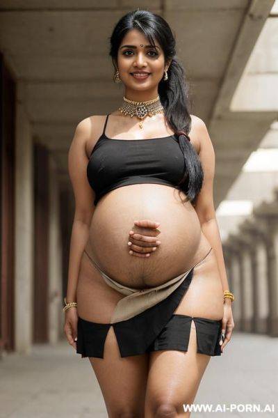 (20 year old indian woman with no body hair and thick black hair in a ponytail. - ai-porn.ai - India on pornintellect.com