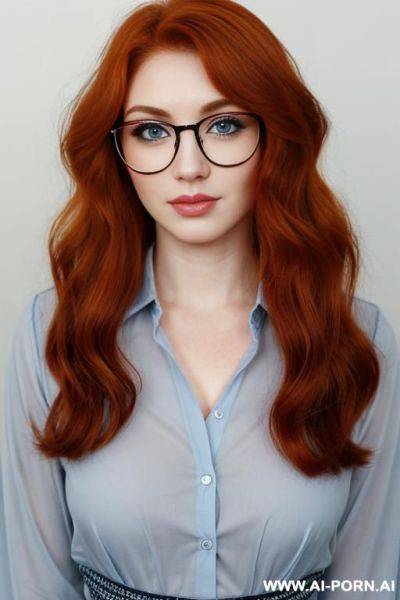 (thick rimmed glasses) (cat eye makeup) - ai-porn.ai on pornintellect.com