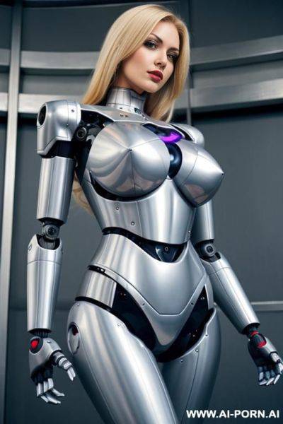 Blonde robot, fully robotic body, huge robotic tits, fit body, shapely arms, shapely legs - ai-porn.ai on pornintellect.com