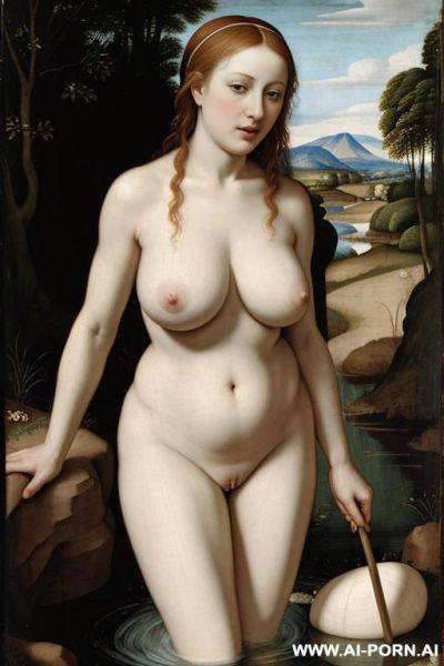 Nymph, coming out of river, nude, naked, old women, big saggy breasts, irish, renaissance art - ai-porn.ai - Ireland on pornintellect.com