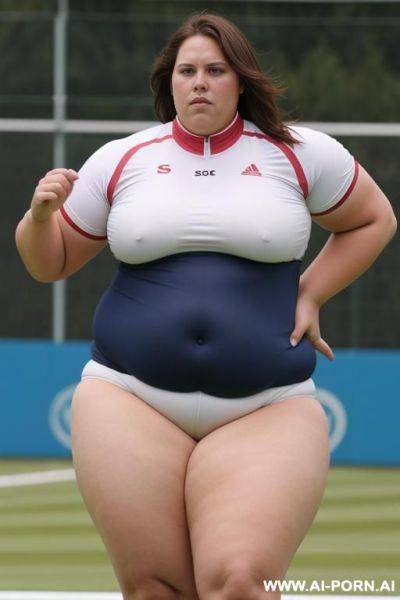 Obese female shotputter, attractive, massive thighs - ai-porn.ai on pornintellect.com