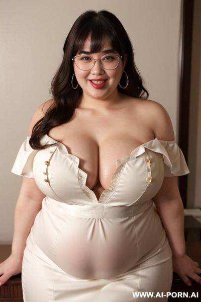 ((very rotund body)) glasses (ahegao) (flowing hair) (((extremely beautiful))) (((full lips))) (button nose) (submissive) (hoop earrings) (((hourglass figure))) (model) (((eye contact))) - ai-porn.ai on pornintellect.com