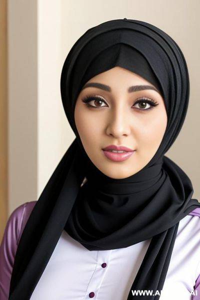 (close up) (hijabi cartoon arab woman) (cartoon) (anime style) - ai-porn.ai on pornintellect.com