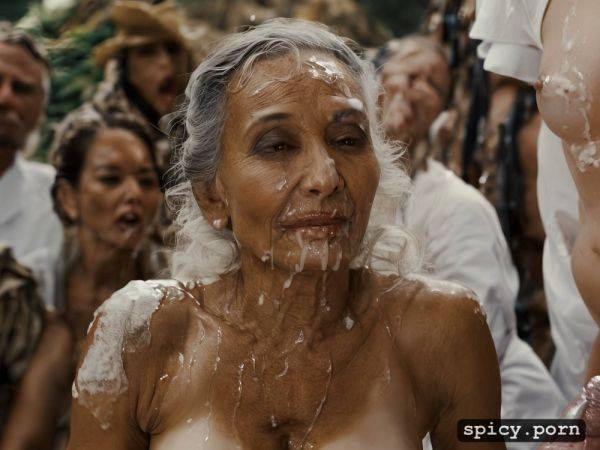Busty, granny, dripping cum, brown nipples, cant see because she has cum in her eyes - spicy.porn - India on pornintellect.com