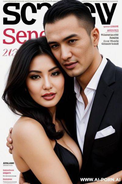Magazine cover, hugged by uzbek accounter man - ai-porn.ai - Uzbekistan on pornintellect.com
