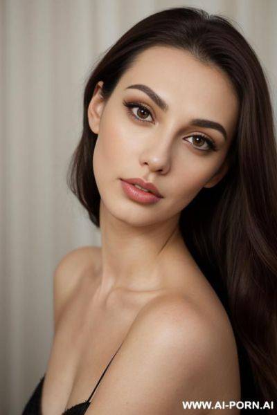 Gorgeous face, big brown eyes, brunette, big lips, round face, snub nose, slovan - ai-porn.ai on pornintellect.com
