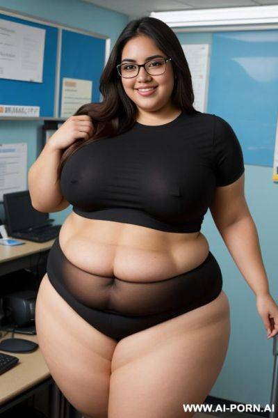 Mexican, supermodel, very nerdy, pear shaped, holding books, extra thicc - ai-porn.ai - Mexico on pornintellect.com
