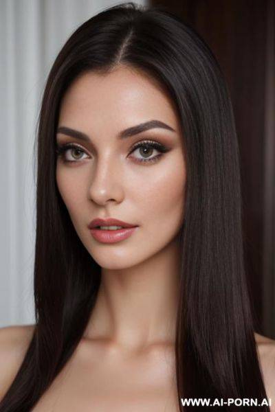 20 years european woman, 165cm tall, 4 kg, very beautiful, super realistic, dark straight hair, brown eyes, long lashes, normal tits, pefect body, - ai-porn.ai on pornintellect.com