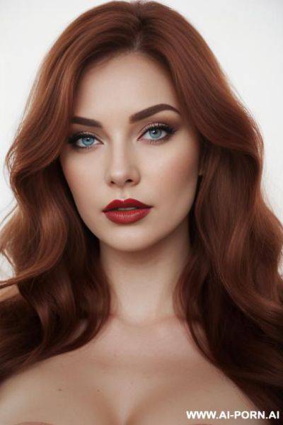 Very real, (white skin), hourglass voluptuous lady, (light background), (hair color: light-latte), (hairstyle: swept to one side), mild lipstick, (ghastly skin & pallid) , front view camera. - ai-porn.ai on pornintellect.com