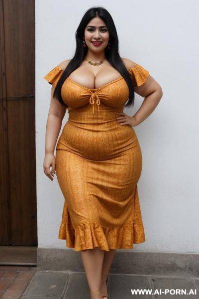 Mexican, supermodel, big nose, ethnic, wide hips, extremely thicc, big thighs, eyeliner - ai-porn.ai - Mexico on pornintellect.com