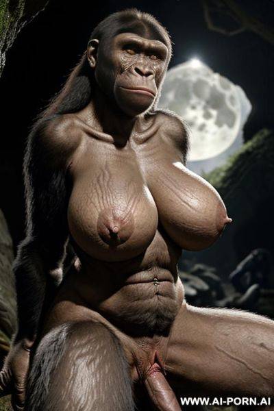 Night, completely darkness, ((((big ancient ape-like neolithic strong studs breeding (fucks) with woman in the forest cave)))) ((terrible neolithic ape-like studs)) ((huge, thick dicks)) (very angry men) - ai-porn.ai on pornintellect.com
