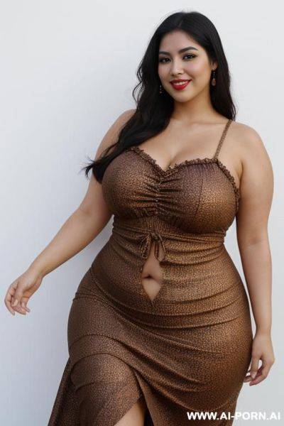 Mexican, supermodel, big nose, ethnic, wide hips, extremely thicc, big thighs, eyeliner - ai-porn.ai - Mexico on pornintellect.com