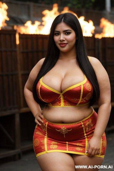 Mexican, supermodel, rotund hourglass figure, big nose, ethnic, wide hips, extremely thicc, big thighs, eyeliner - ai-porn.ai - Mexico on pornintellect.com