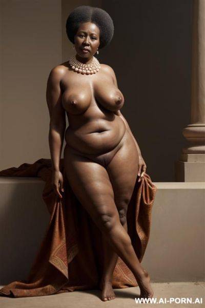 Mature, very old women, saggy tits, nude, african, chubby, classical art, collar, market - ai-porn.ai on pornintellect.com