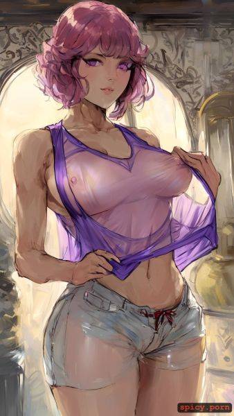 See through tanktop with underboob, detailed, style acrylic - spicy.porn on pornintellect.com