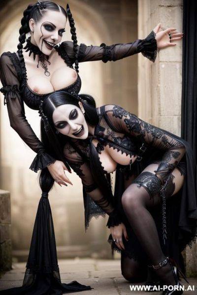 Bleue hair big tits in an open bra sucking a man cock - ai-porn.ai on pornintellect.com