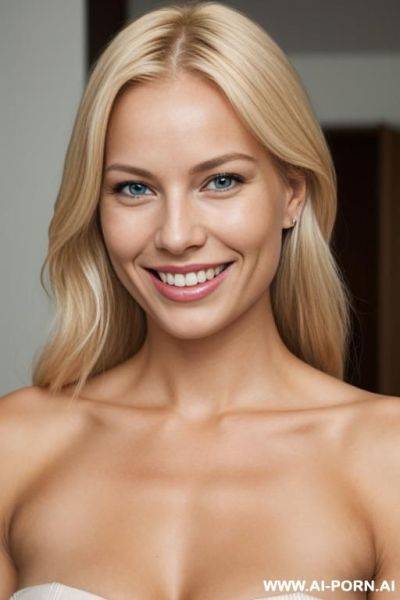Fantastic unique blond scandinavian perfect delicate smiling woman, - ai-porn.ai on pornintellect.com