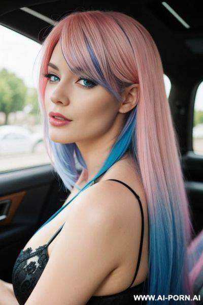 A woman with blue and pink hair - ai-porn.ai on pornintellect.com