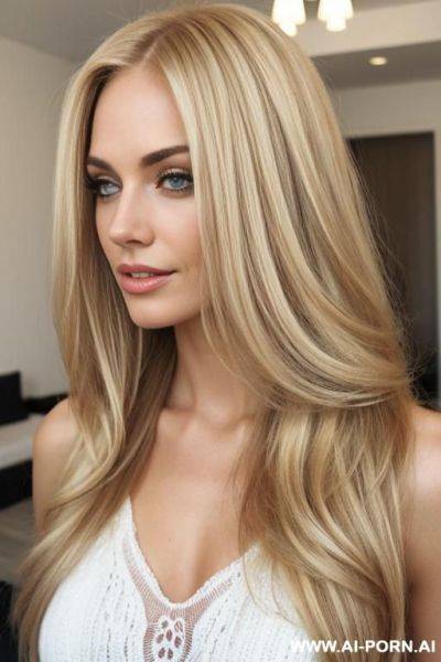 Natural blonde hair, long hair, healthy hair - ai-porn.ai on pornintellect.com