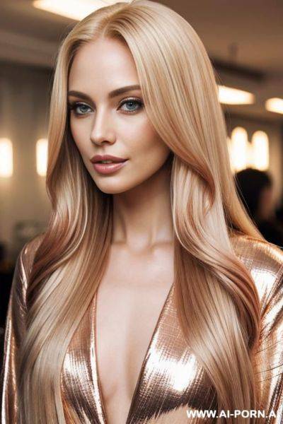 Golden hair, long hair, long blonde hair, healthy hair, rose gold - ai-porn.ai on pornintellect.com