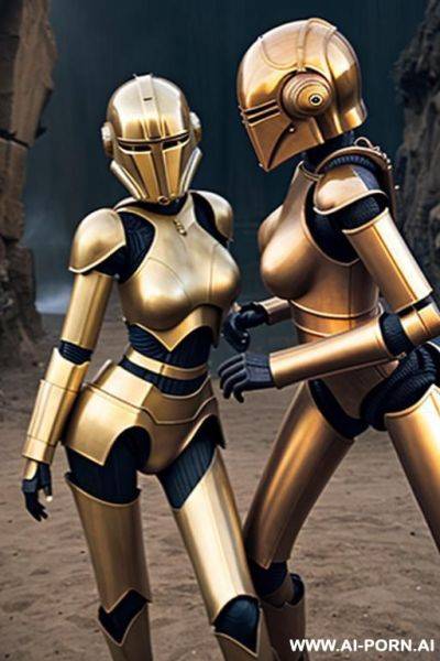 Sexy blonde combat droids fighting - ai-porn.ai on pornintellect.com