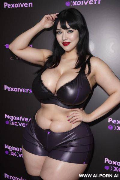 (perverted, seducing smile), (((massive thighs))), (((wide hips))), (((massive ass))), (((massive tist))), (purple eyes), (black lips) - ai-porn.ai on pornintellect.com