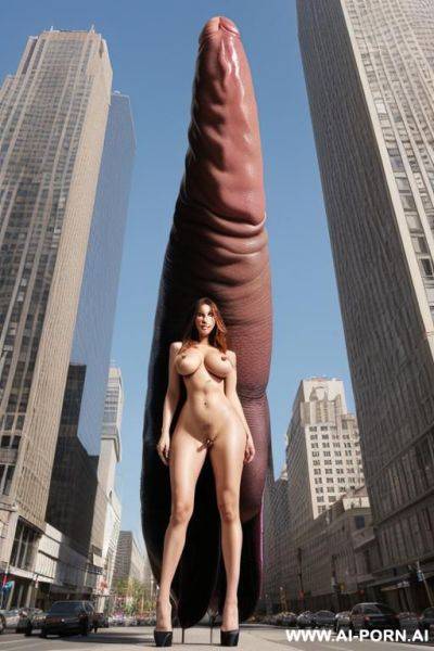 (((she has a gigantic penis growing out of her clitoris))) full body view of a very tall giantess taller than a building. - ai-porn.ai on pornintellect.com