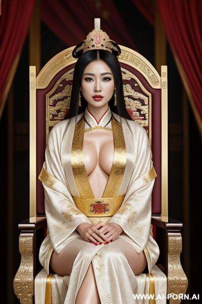 Empress of china, full empress robe, sitting on throne in big palace, her iq is ultra-high - ai-porn.ai on pornintellect.com