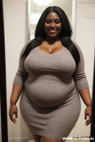 Black woman, supermodel, big nose, straight hair, nerdy, scientist, pear shaped, extra large bbw, huge hips - ai-porn.ai on pornintellect.com