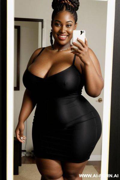 Black woman, supermodel, big nose, braided hair, hair in bun, nerdy, scientist, pear shaped, extra large bbw, huge hips - ai-porn.ai on pornintellect.com