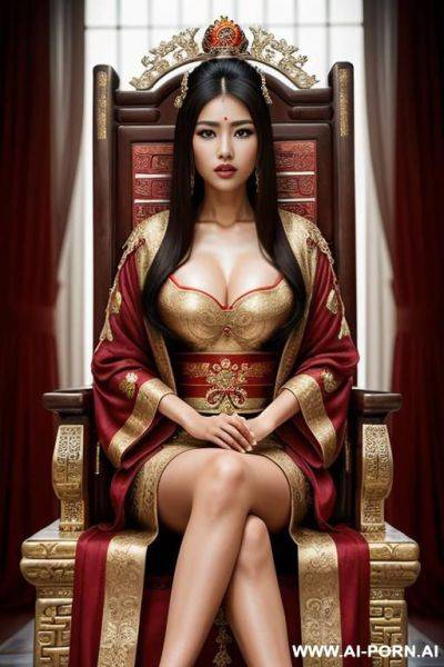 Empress of china, full empress robe, sitting on throne in big palace, her iq is ultra-high, - ai-porn.ai on pornintellect.com