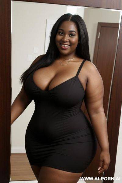 Black woman, supermodel, big nose, straight hair, nerdy, scientist, pear shaped, extra large bbw, huge hips - ai-porn.ai on pornintellect.com