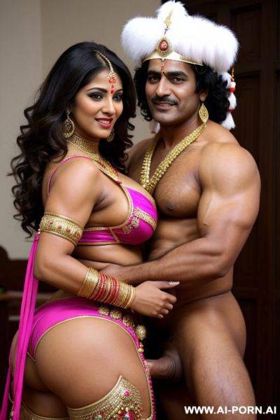 Traditional indian outfit, huge massive ass tightly groping by body builder man - ai-porn.ai - India on pornintellect.com