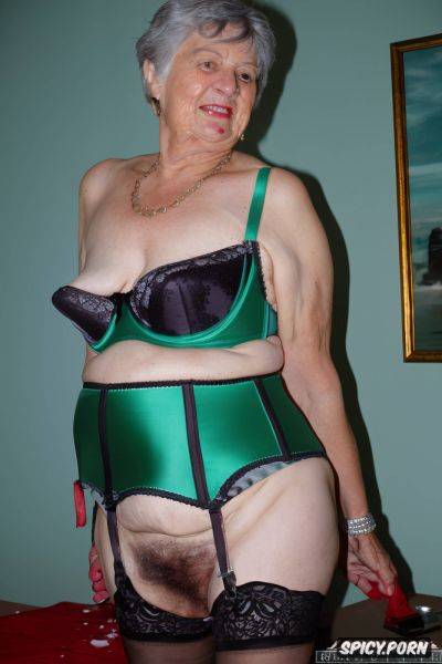 Fishnet stockings and garters, old irish grandma, wrinkled, cum dripping on chest - spicy.porn - Ireland on pornintellect.com