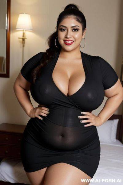 Mexican, supermodel, big eyes, big nose, chicana, chola, totally voluptuous bbw fat woman, huge legs - ai-porn.ai - Mexico on pornintellect.com