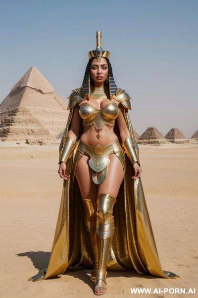 Egyptian queen topless, egyptian queen gold armor, egyptian queen detailed armor, egyptian queen high quality armor, egyptian queen ornate armor, egyptian queen perfect armor, egyptian queen ultra - ai-porn.ai - Egypt on pornintellect.com