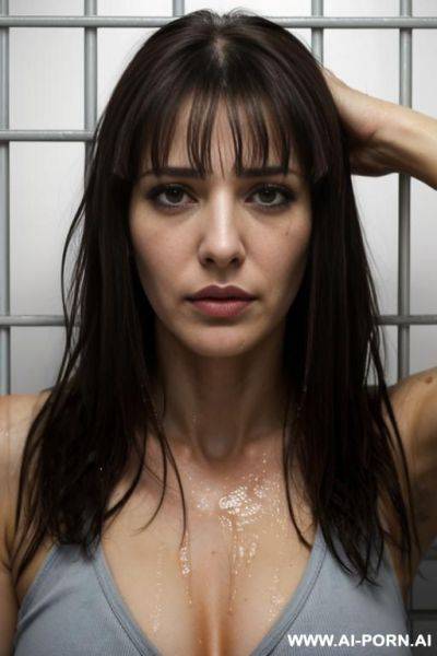 Woman, . wet face and hair. in jail. sad. tears. fear.cum on face - ai-porn.ai on pornintellect.com