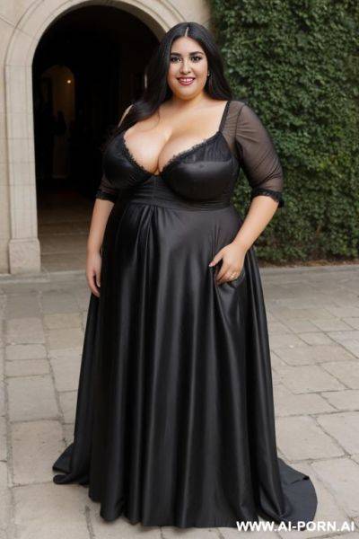 Extremely hot latina supermodel, mexican, wide hips, huge nose, big lips, fully clothed, fancy dress - ai-porn.ai - Mexico on pornintellect.com