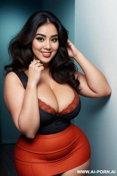 Very fat with hourglass figure, supermodel, mexican, super tan, big eyes, huge nose, wide hips, bimbo, extra thicc, extra thick plump, gordita, torta bbw - ai-porn.ai - Mexico on pornintellect.com
